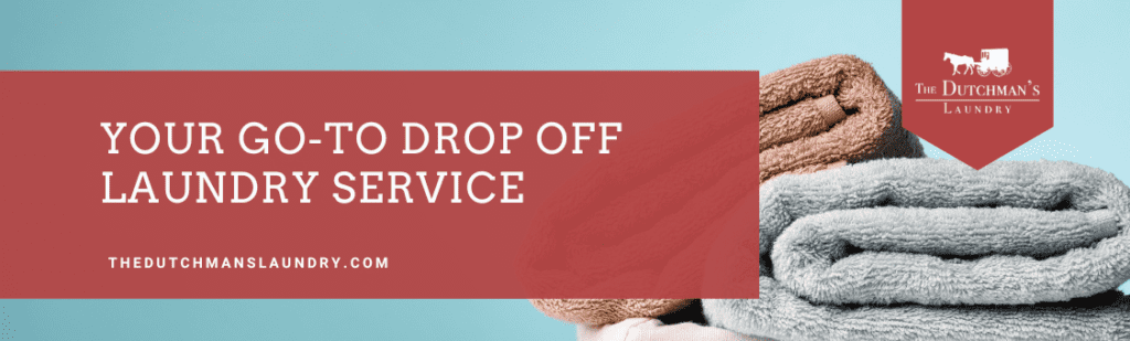 Web banner for the dutchman's laundry featuring a stack of towels and text advertising drop-off laundry services.
